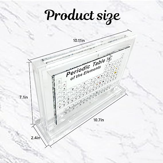 Xanadued Periodic Table With Real Elements Inside, Acrylic Periodic Table Display With 83 Real Element Samples, 3D Rotating Periodic Table Of Elements, Easy To Read.