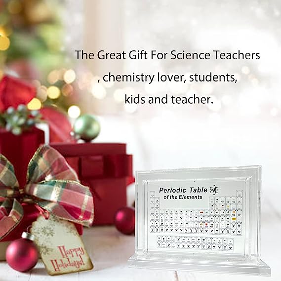 Xanadued Periodic Table With Real Elements Inside, Acrylic Periodic Table Display With 83 Real Element Samples, 3D Rotating Periodic Table Of Elements, Easy To Read.