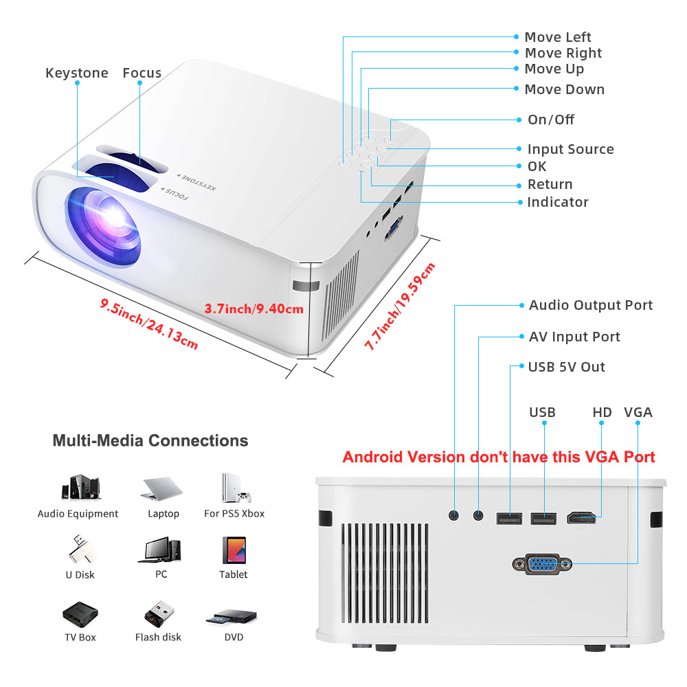 Home HD Wireless Portable Mobile Phone Projector