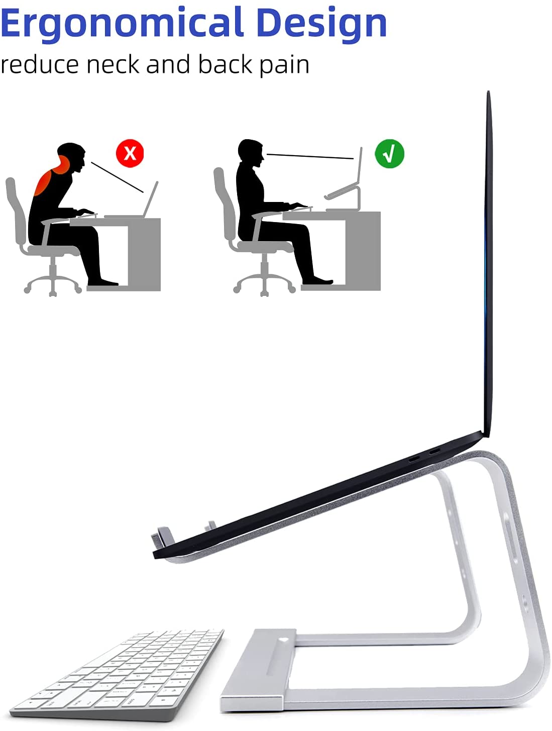 Laptop Stand, Computer Stand for Laptop, Aluminium Laptop Riser, Ergonomic Laptop Holder Compatible with MacBook Air Pro, Dell XPS, More 10-17 Inch Laptops Work from Home, Amazon Platform Banned