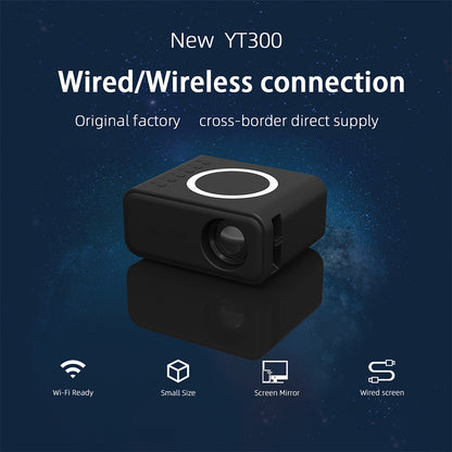 YT300 Home Portable Mini Projector 24 ANSI HD 1080P Wired And Wireless Mobile Home Theater Projection