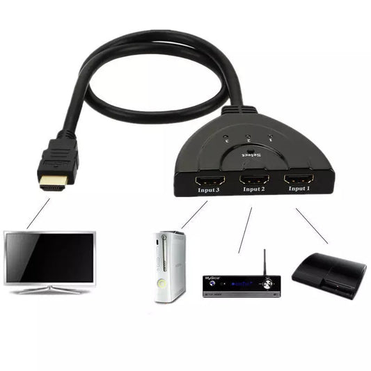HDMI 3 In 1 Out With Cable Video Switcher