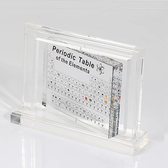 Xanadued Periodic Table With Real Elements Inside, Acrylic Periodic Table Display With 83 Real Element Samples,  3D Rotating Periodic Table Of Elements, Easy To Read.