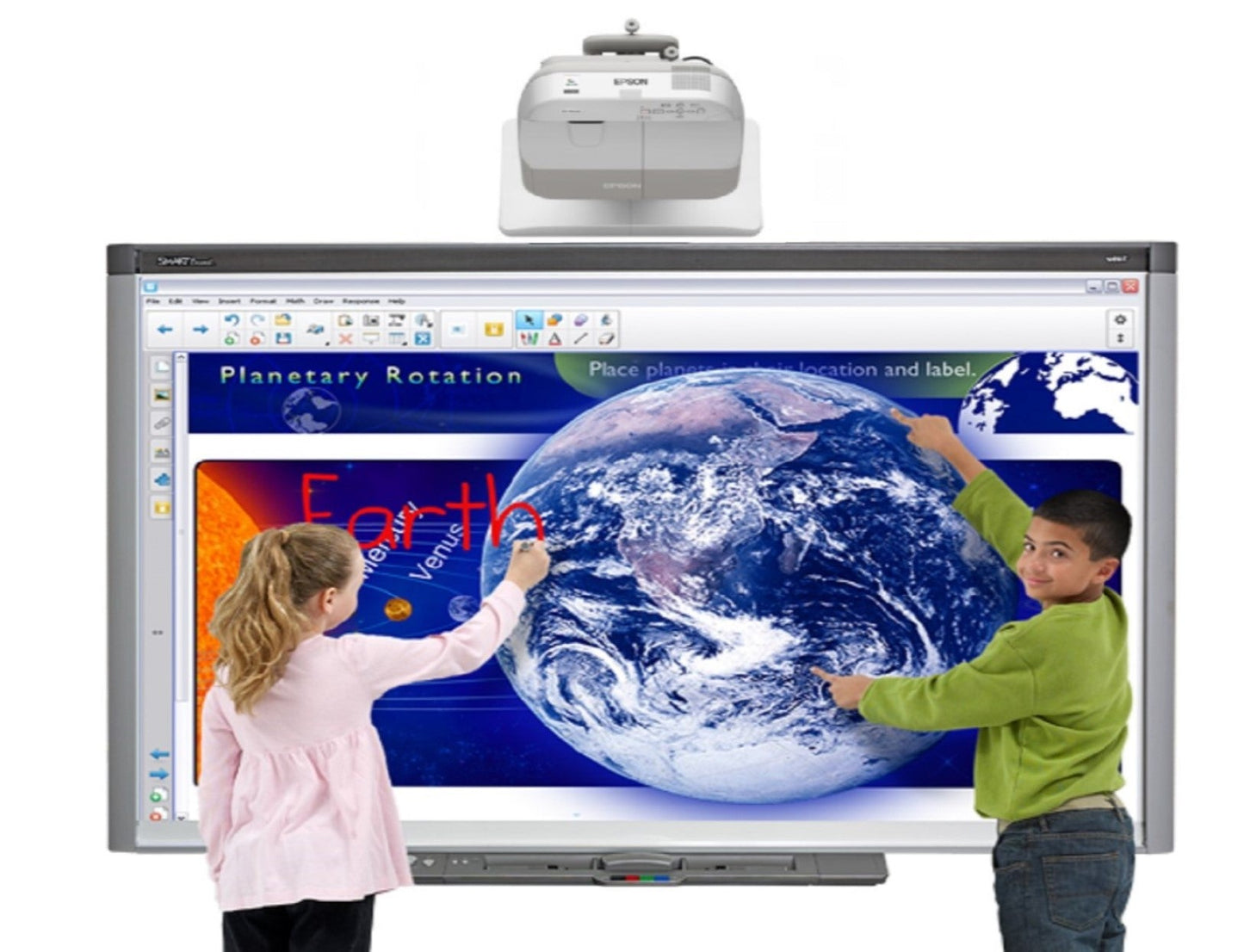 Smart Board, interactive whiteboard in use.