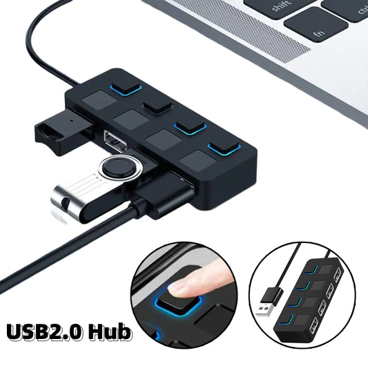 USB 2.0 HUB Multi USB Splitter 4 Expander USB Power Adapter Indicator Power USB Drives For Laptop PC