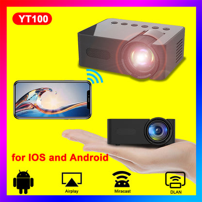 YT100 Home Mini Portable Projector USB Power Supply HD Home Small Wireless Same Screen Phone Projection