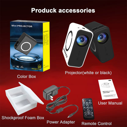 YT300 Home Portable Mini Projector 24 ANSI HD 1080P Wired And Wireless Mobile Home Theater Projection